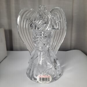 Vintage St. George Holiday Elegance 24% Lead Crystal Angel Candlestick Holder